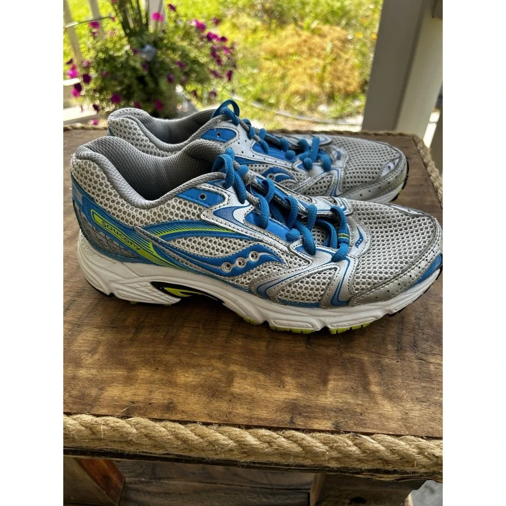 Saucony Grid Cohesion Womens 8 Running Shoes Silver Blue Athletic Sneakers